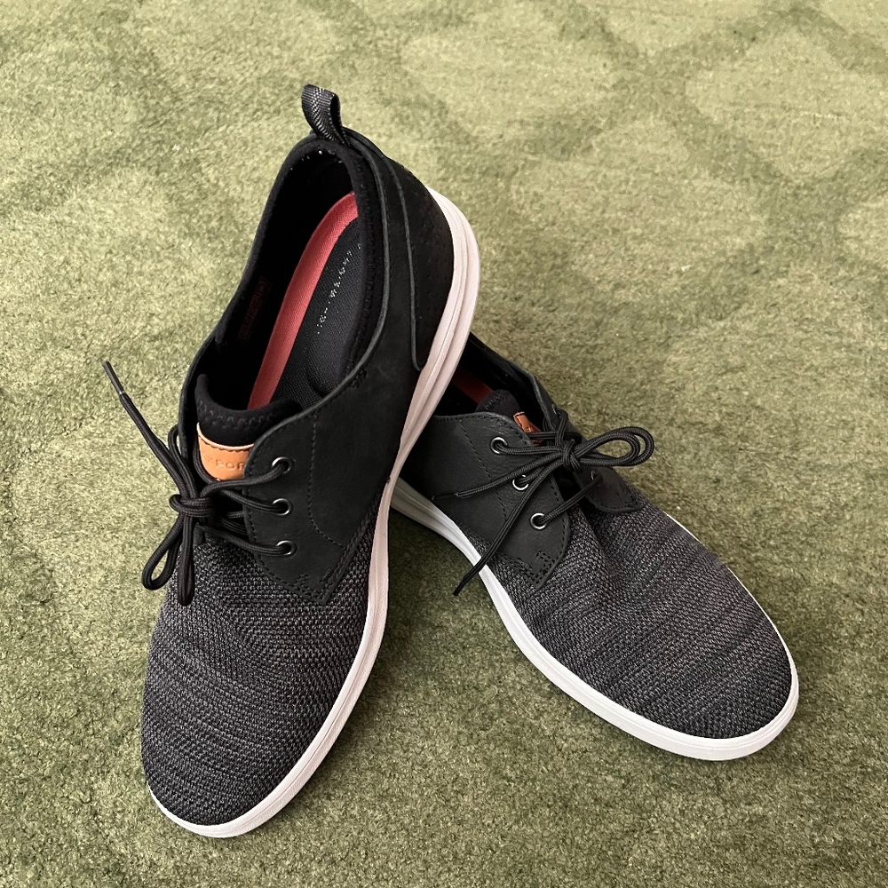 Rockport Zaden Plain Toe Black Nubuck Mesh Mens Casual Oxfords & Lace Ups